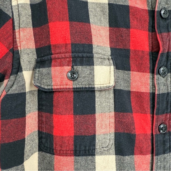 J Crew Flannel Shirt Jacket Mens Size XL Sherpa Lined Plaid Mercantile Heavy - Picture 7 of 9